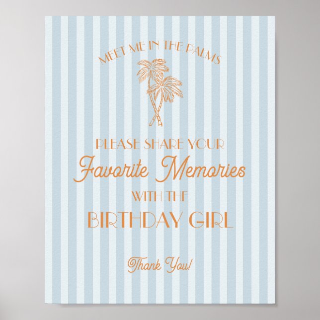 Poster Blue Palm Springs Souvenirs favoris avec anniversa (Devant)