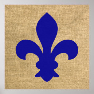 Poster Blue Parisian Moods Fleur de Lys