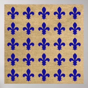 Poster Blue Parisien Moods Fleur de Lys Motif