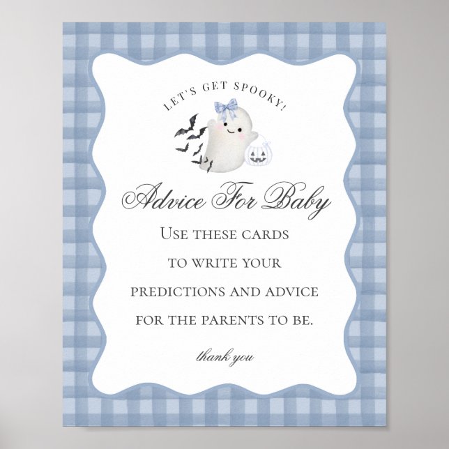 Poster Blue Pastel Little Boo Ghost Conseil pour bébé Sig (Devant)