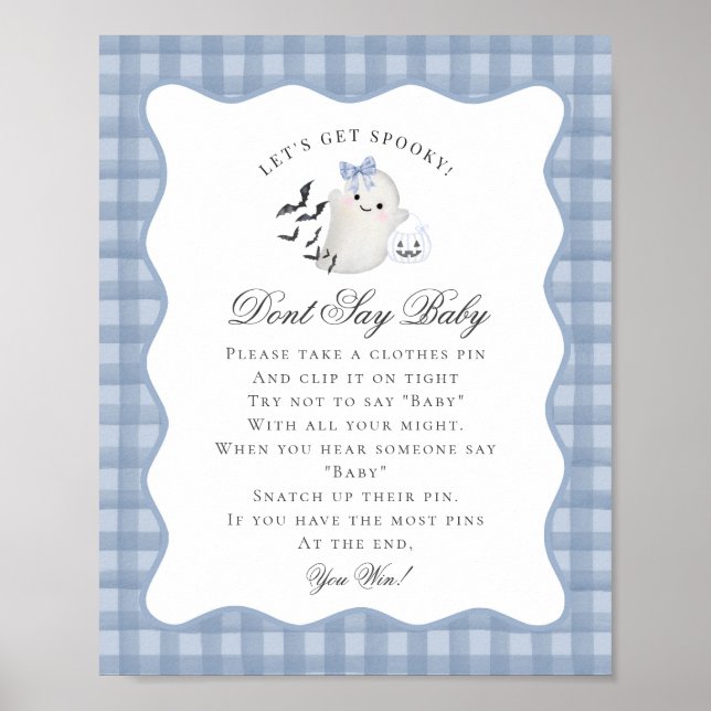 Poster Blue Pastel Little Boo Ghost Dont Say Baby Game (Devant)