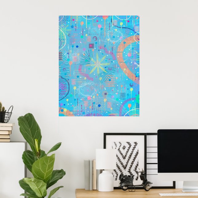 Poster Blue Pastels Dream Abstract  (Bureau à domicile)