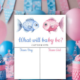 Poster Blue & Pink Fish Gender reveal Boy or Girl chart