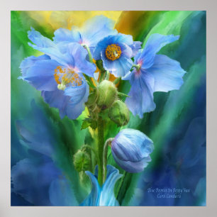 Poster Blue Poppies Bouquet Art Poster/Print