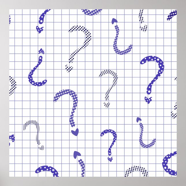Poster Blue question mark seamless pattern (Devant)