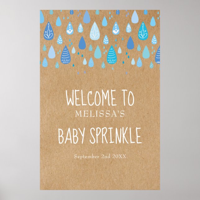 Poster Blue Raindrops Baby Sprinkle / Douche Bienvenue (Devant)