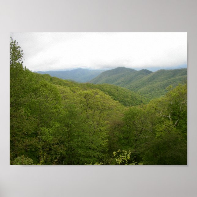 Poster Blue Ridge Mtns vu de Blue Ridge Parkway, NC (Devant)