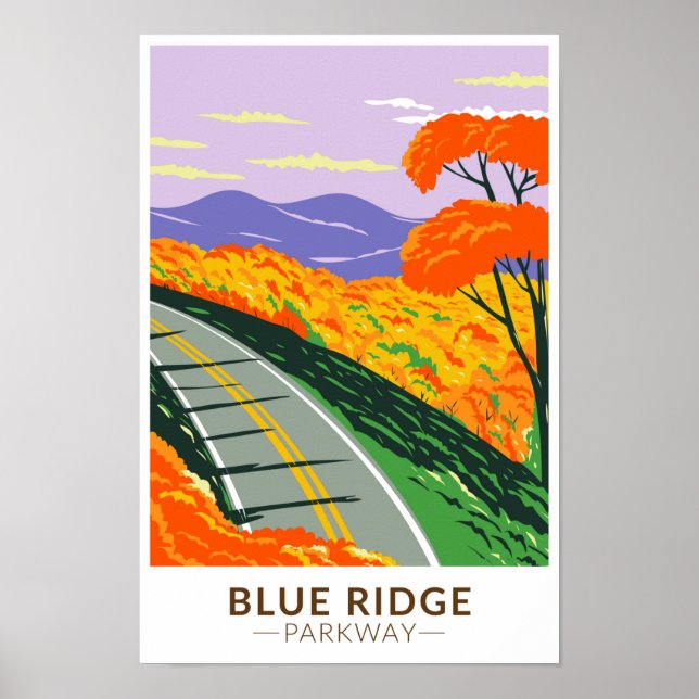 Poster Blue Ridge Parkway Vintage (Devant)