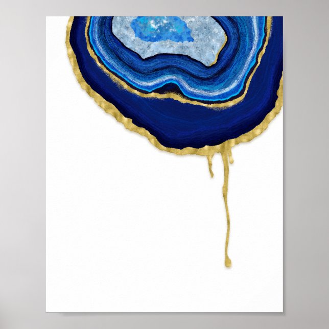 Poster Blue Sapphire et Gold Driving Agate Art (Devant)