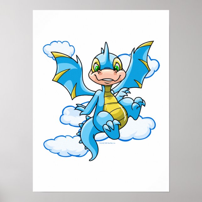 Poster Blue Scorchio avec sa tête dans les nuages (Devant)