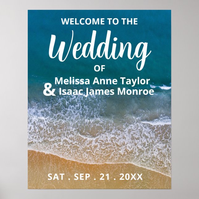 Poster Blue Sea Beach Mariage Bienvenue (Devant)
