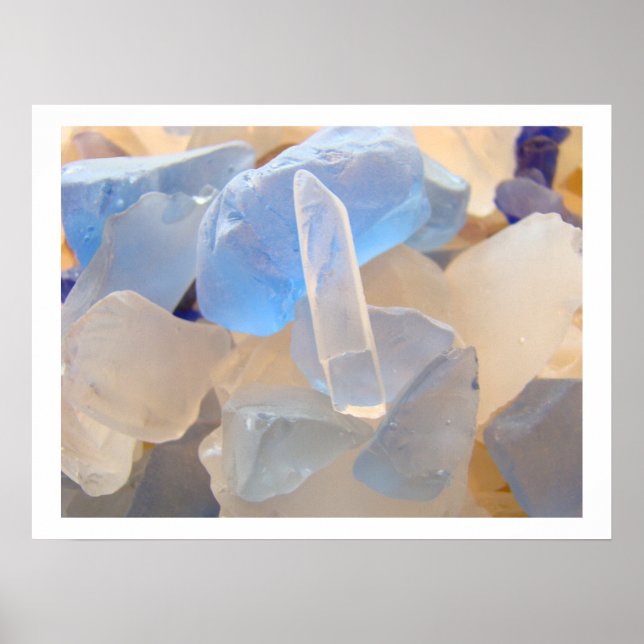 Poster Blue SEAGLASS Art prints SEA GLASS Beach (Devant)