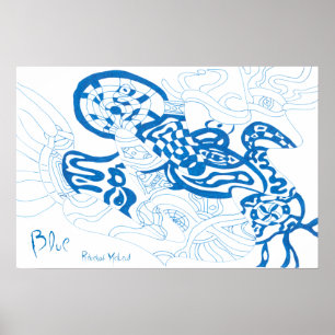 Poster Blue Sketch, abstract