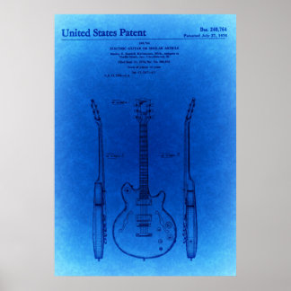 Poster Blue Sketch Jazz boisé style guitare Brevet