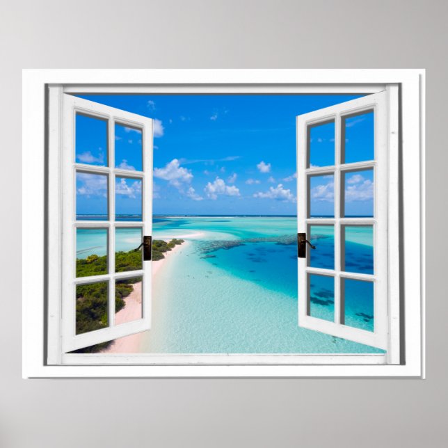 Poster Blue Sky Tranquille Vue Mer Fake Window (Devant)