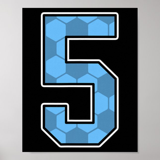 Poster Blue Soccer Pattern Number 5 Jersey Player Uniform (Devant)