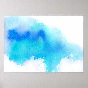 Poster Blue spot, watercolor abstract hand painted