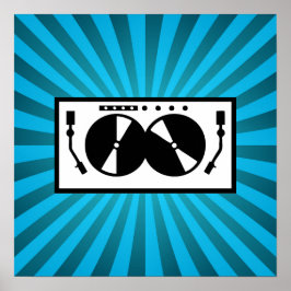 Poster Blue Sunburst DJ Tourne-disque Musique