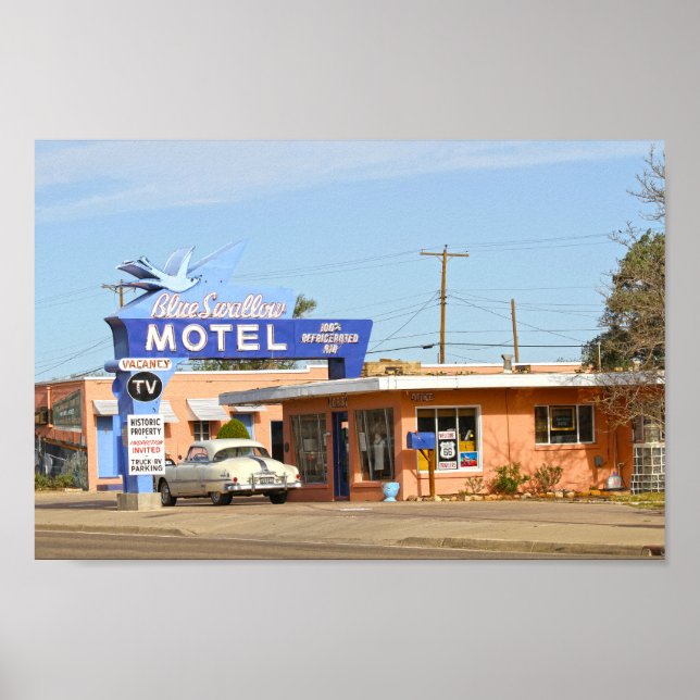 Poster Blue Swallow Motel, Route 66, Nouveau-Mexique (Devant)