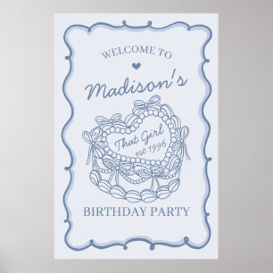 Poster Blue That Girl Coquette gâteau d'anniversaire Bien