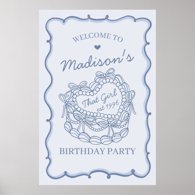 Poster Blue That Girl Coquette gâteau d'anniversaire Bien (Devant)