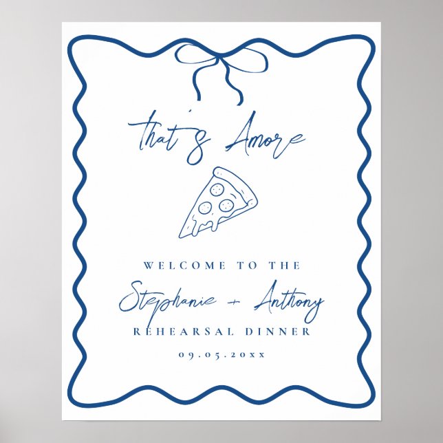 Poster Blue That's Amore Pizza Rehearsal Dinner (Devant)