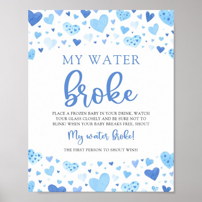 Poster Blue Valentine Baby shower My Water Broke Jeu (Devant)
