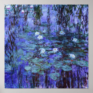 Poster Blue Water Lilies peinture par Claude Monet