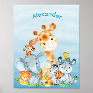 Poster Blue Watercolor Cute