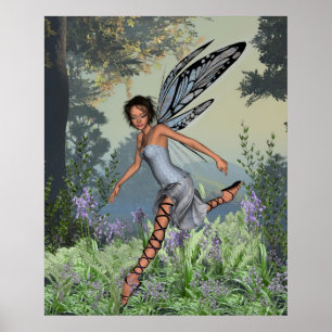 Poster Bluebell Fairy in Spring Woodland