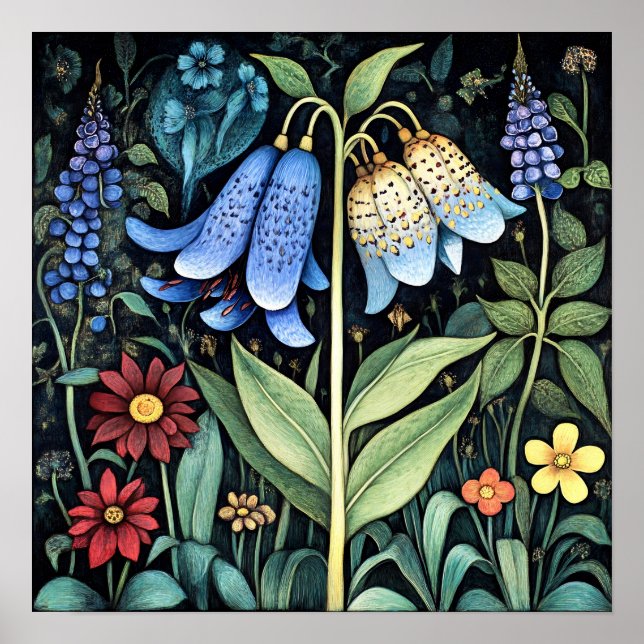 Poster Bluebell Whimsical Peinture Art Imprimer (Devant)