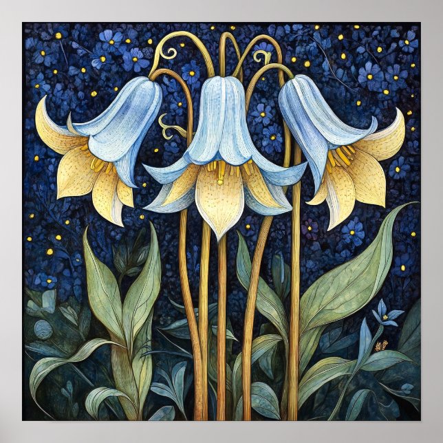Poster Bluebell Whimsical Peinture Art Imprimer (Devant)