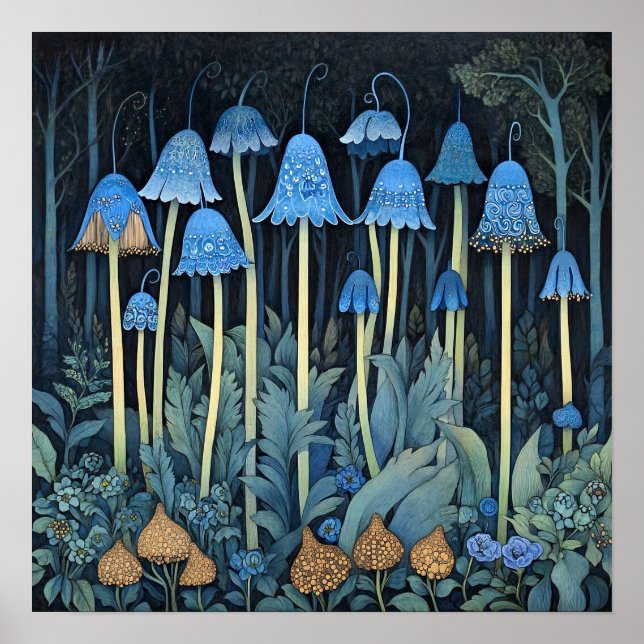 Poster Bluebell Whimsical Peinture Art Imprimer (Devant)