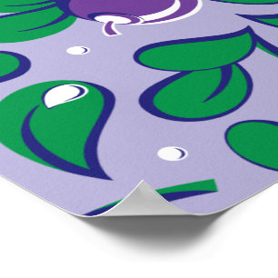 Poster Blueberries pattern (on lilac background)