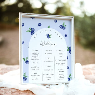 Poster Blueberry Berry premier garçon fête anniversaire j