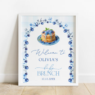 Poster Blueberry Pancake Baby Brunch Baby shower Bienvenu