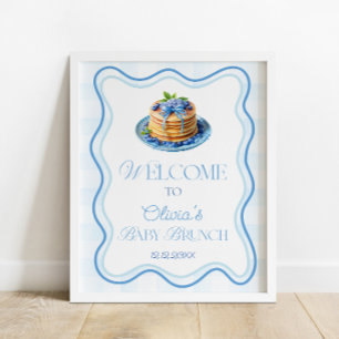 Poster Blueberry Pancake Baby Brunch Baby shower Bienvenu