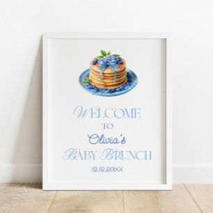 Poster Blueberry Pancake Baby Brunch Baby shower Bienvenu
