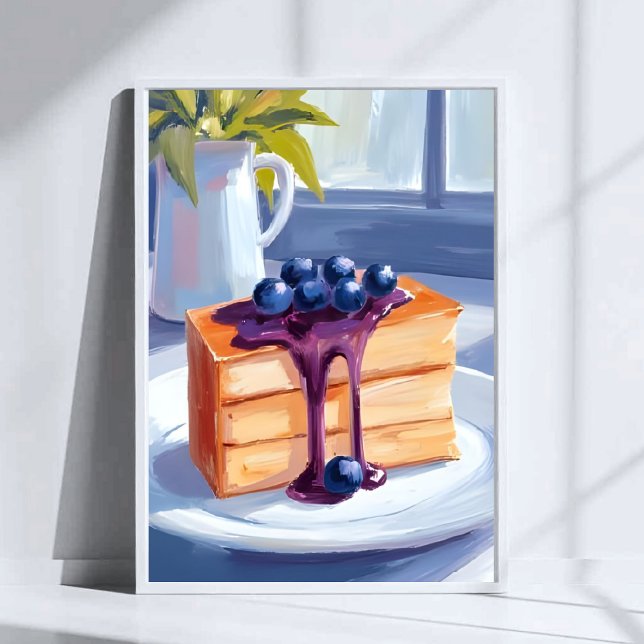 Poster Blueberry Pastry Dessert Cake Watercolor (Créateur téléchargé)