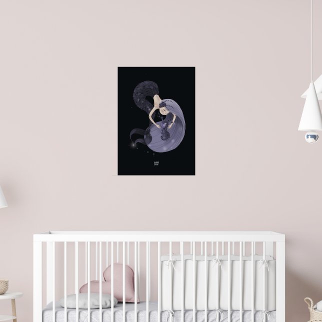 Poster BLUEBERRY SEAHORSE par Alexandra Dikaia (Pépinière 2)