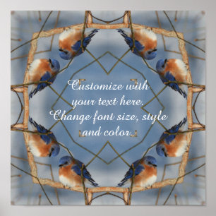 Poster Bluebird Abstrait miroir Nature Art personnalisé