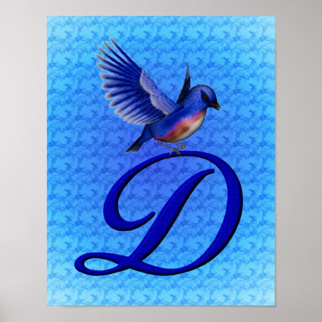 Poster Bluebird Elegant Monogram Initial D (Devant)