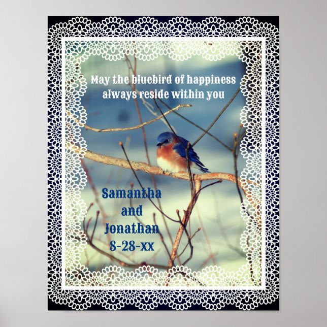 Poster Bluebird Of Happiness Mariage personnalisé (Devant)