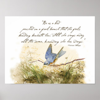 Poster Bluebird sur Branche Victor Hugo Poème inspirant