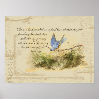 Poster Bluebird sur Branche Victor Hugo Poème inspirant