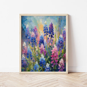 Poster Bluebonnets Art Floral Abstrait