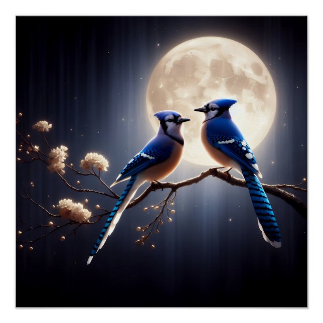Poster Bluejay Whisper – Tranquil Forest Songbird Art (Devant)