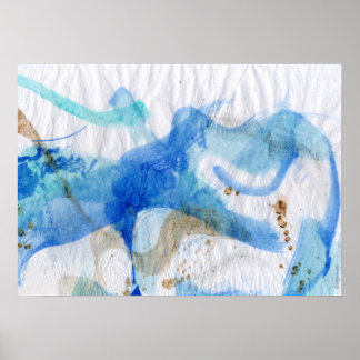 Poster Blues 013 Aquarelle Abstraite Papier texturé