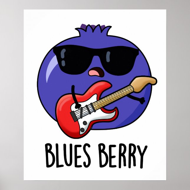 Poster Blues Berry Funky Fruit Pun (Devant)