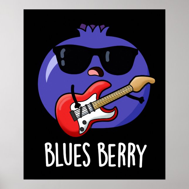 Poster Blues Berry Funny Fruit Pun Dark BG (Devant)